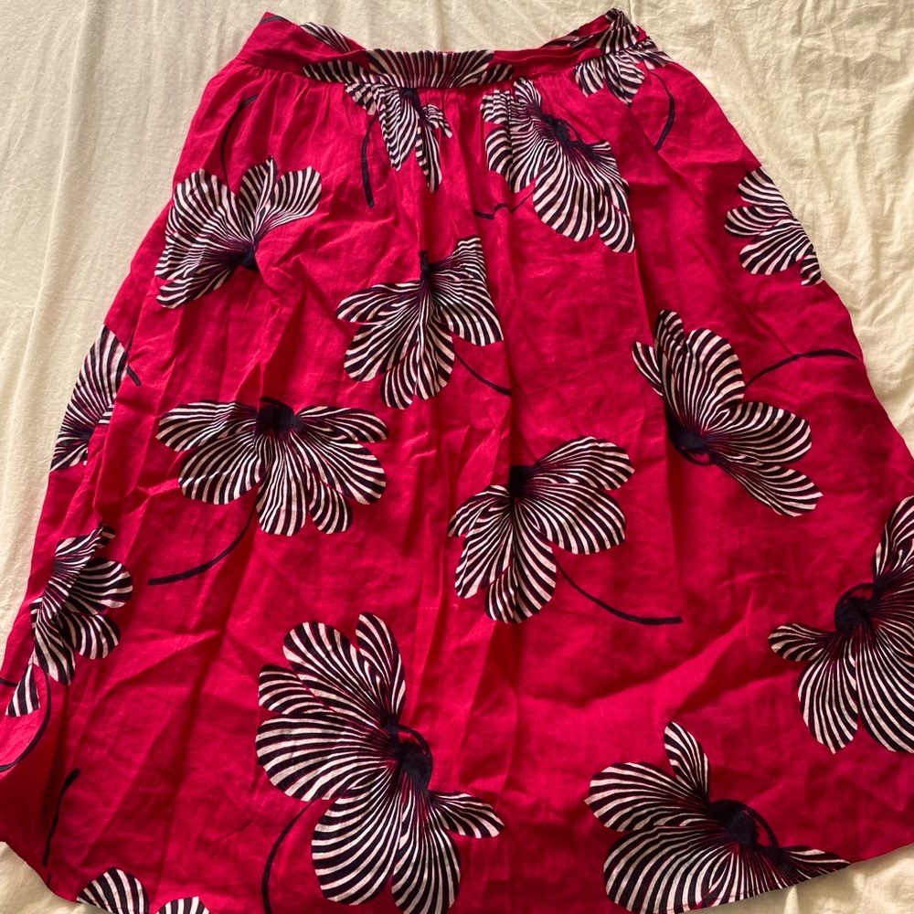 Ann Taylor Pink Zebra Floral Midi Skirt